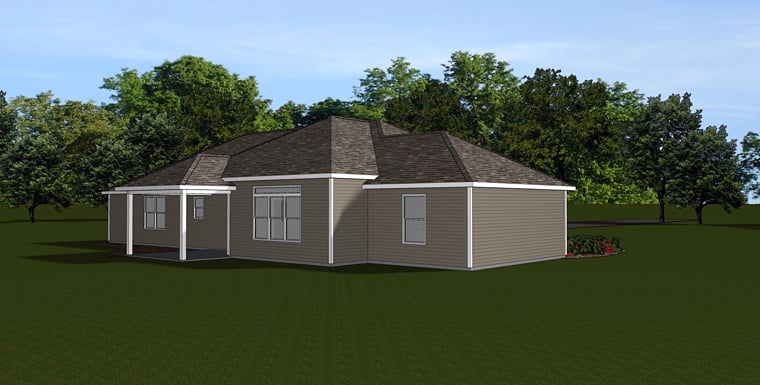 Country Ranch Rear Elevation of Plan 50730
