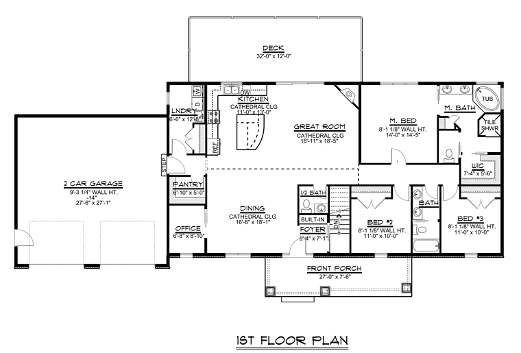 Cottage Craftsman Ranch Level One of Plan 50732