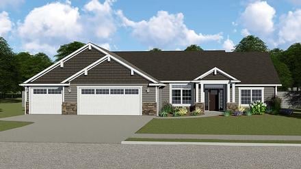 Craftsman Ranch Traditional Elevation of Plan 50734