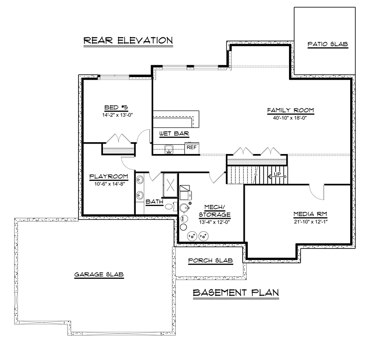 Country Craftsman Ranch Lower Level of Plan 50735