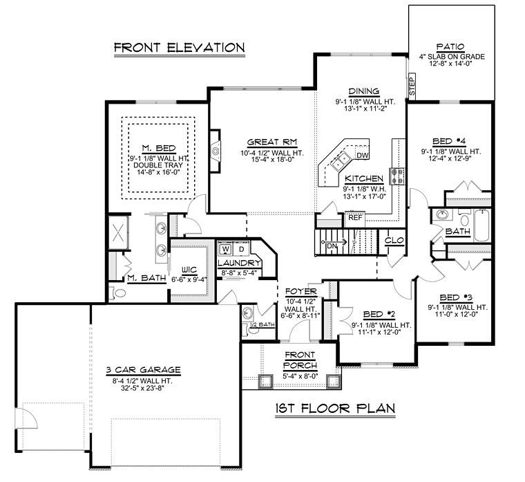 Country Craftsman Ranch Level One of Plan 50735