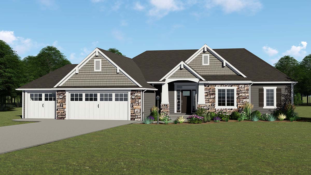 Plan 50735 Ranch Style With 4 Bed 3 Bath 3 Car Garage