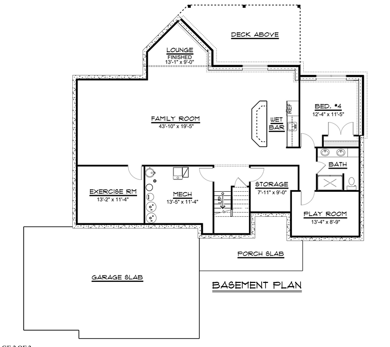 Bungalow Cottage Craftsman Lower Level of Plan 50736