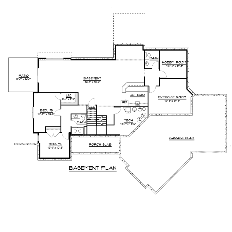 Craftsman Ranch Lower Level of Plan 50737