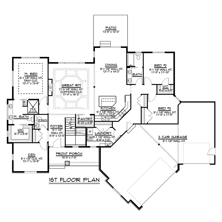 Craftsman Ranch Level One of Plan 50737