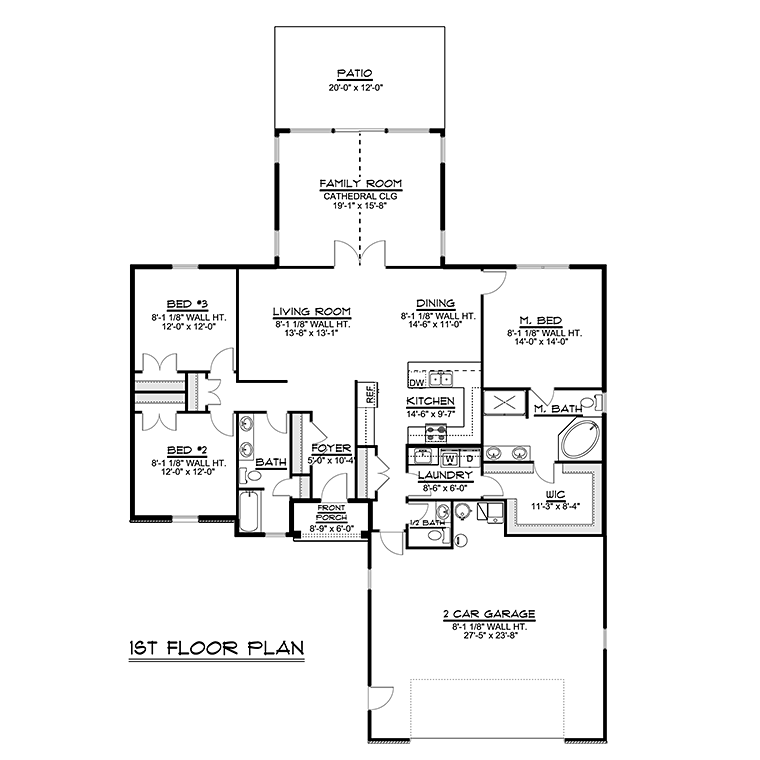 Ranch Traditional Level One of Plan 50739