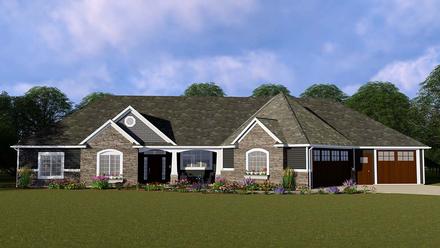Ranch Traditional Elevation of Plan 50740