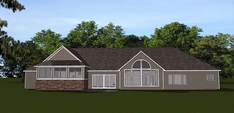 Ranch Traditional Rear Elevation of Plan 50740