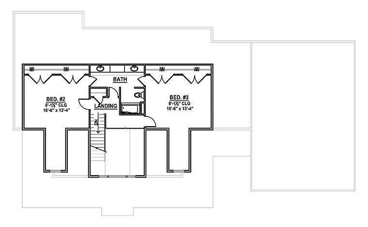 Country Farmhouse Southern Traditional Level Two of Plan 50741