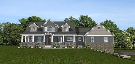 Country Farmhouse Southern Traditional Elevation of Plan 50741