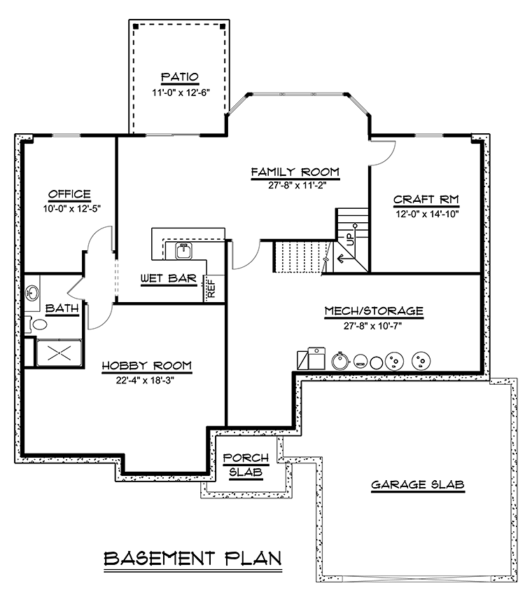 Ranch Traditional Lower Level of Plan 50746
