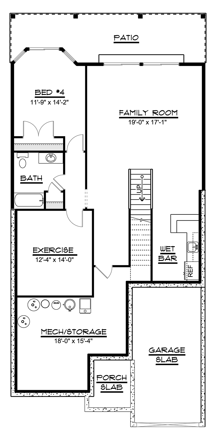 Craftsman Traditional Lower Level of Plan 50749