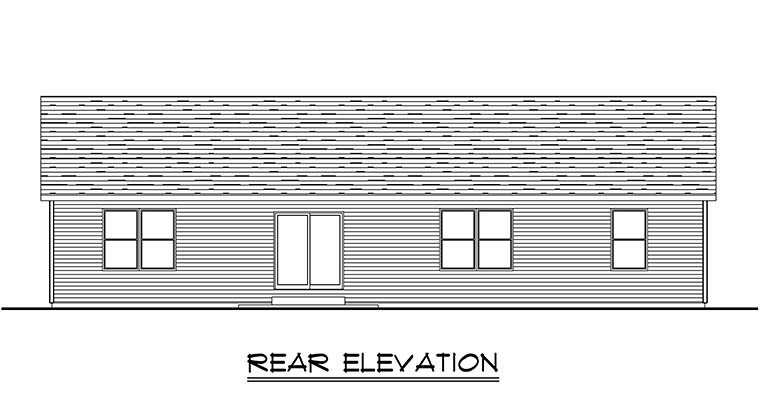 Traditional Rear Elevation of Plan 50752