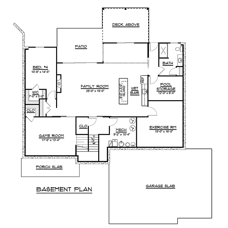 Bungalow Traditional Lower Level of Plan 50754