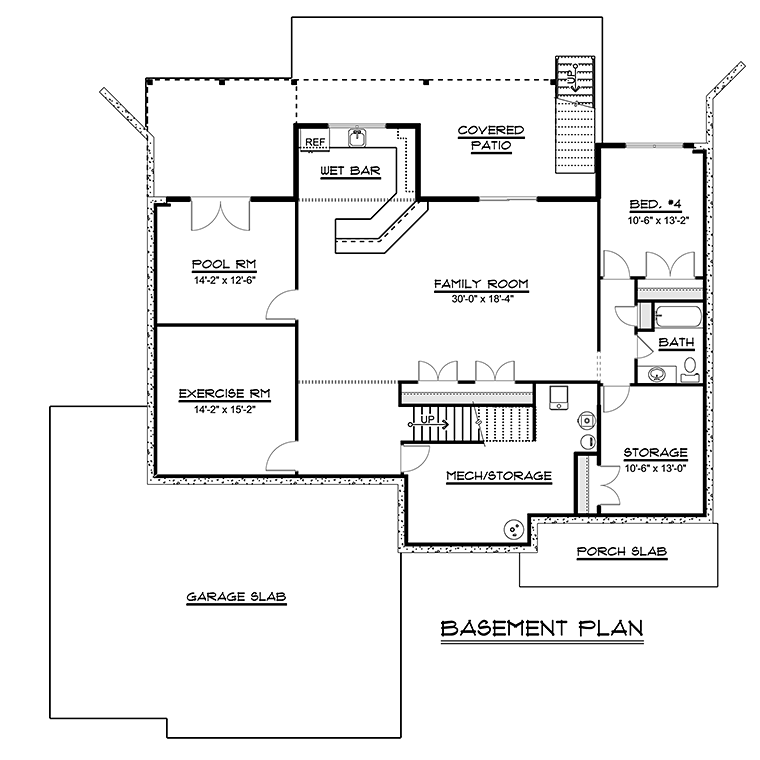 Craftsman Ranch Traditional Lower Level of Plan 50768