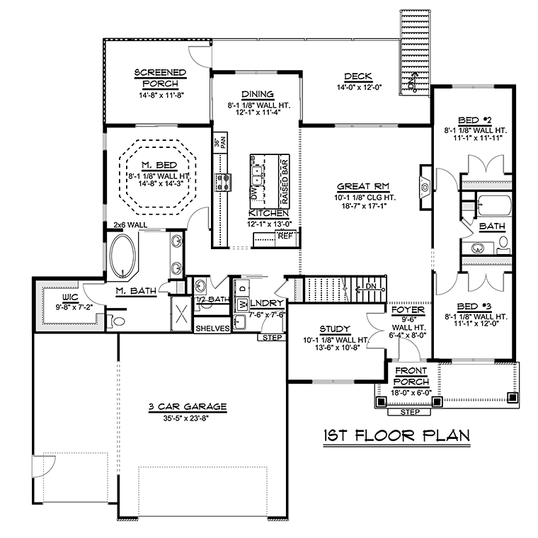 Craftsman Ranch Traditional Level One of Plan 50768