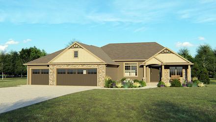 Craftsman Ranch Traditional Elevation of Plan 50768