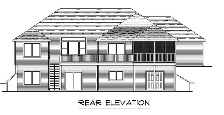Craftsman Ranch Traditional Rear Elevation of Plan 50768