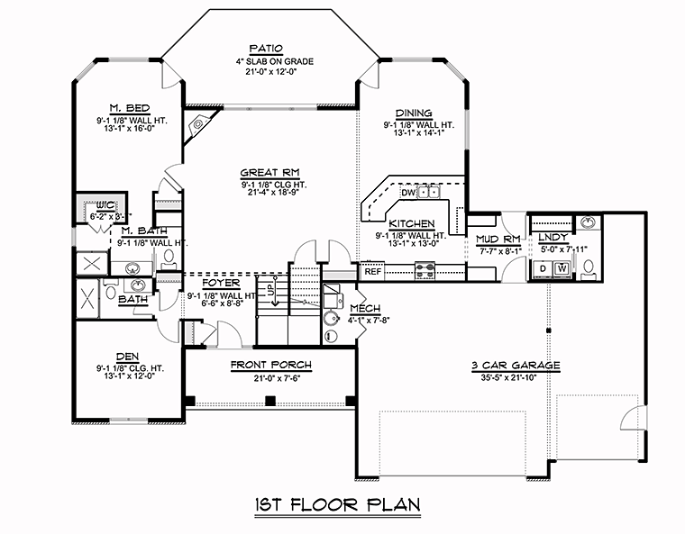 Country Craftsman Traditional Level One of Plan 50771