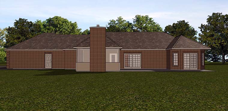 Ranch Traditional Rear Elevation of Plan 50772