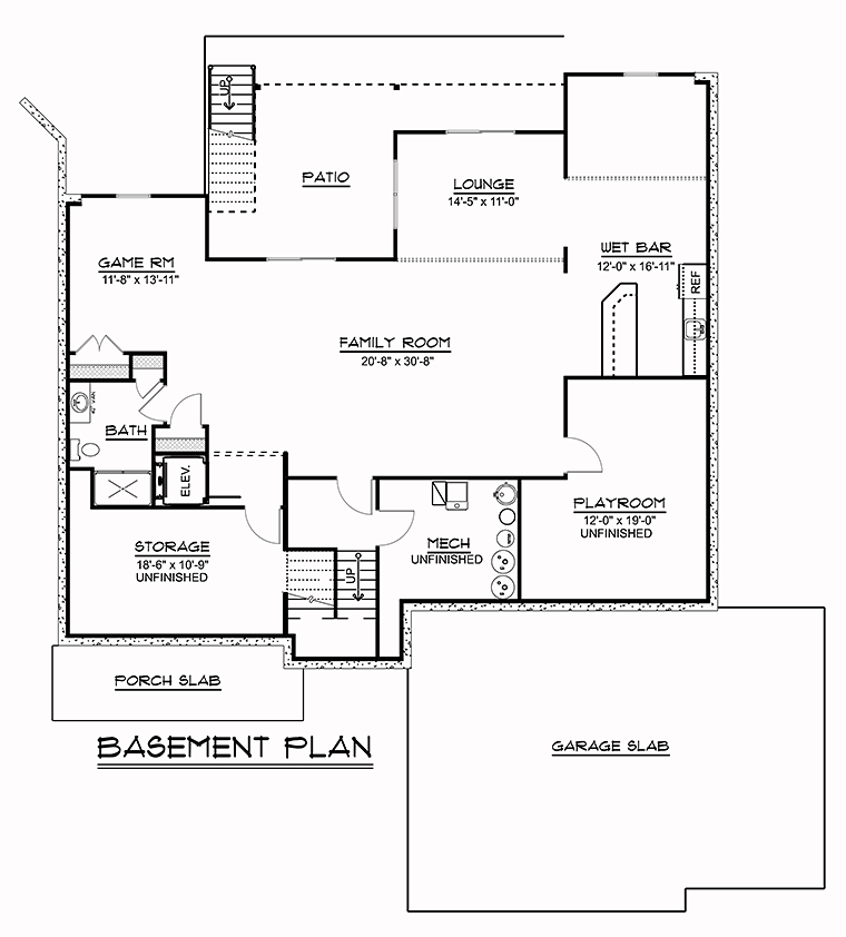 Craftsman Traditional Lower Level of Plan 50774