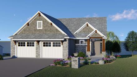 Cottage Craftsman Traditional Elevation of Plan 50777