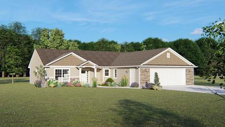 Ranch Traditional Elevation of Plan 50778