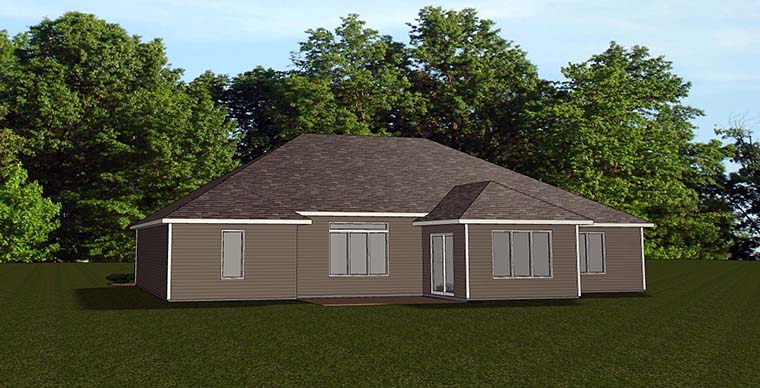 Ranch Rear Elevation of Plan 50782