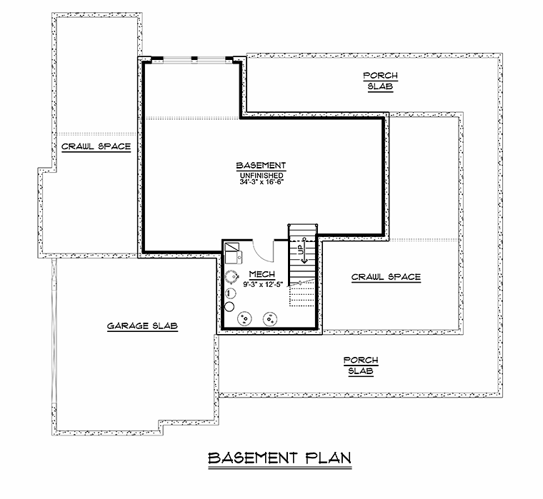 Country Craftsman Ranch Traditional Lower Level of Plan 50784