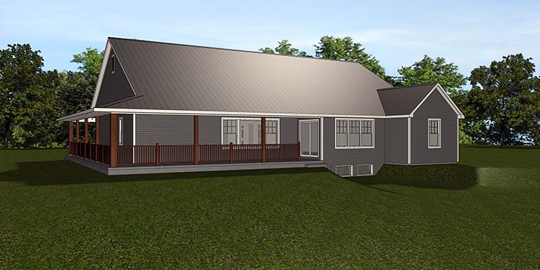 Country Craftsman Ranch Traditional Rear Elevation of Plan 50784