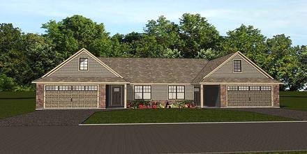 Colonial Cottage Country Craftsman Ranch Traditional Elevation of Plan 50789