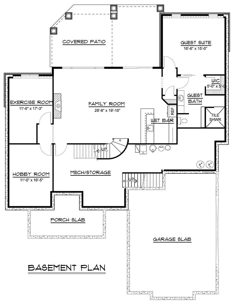 Bungalow Country Craftsman Ranch Lower Level of Plan 50795