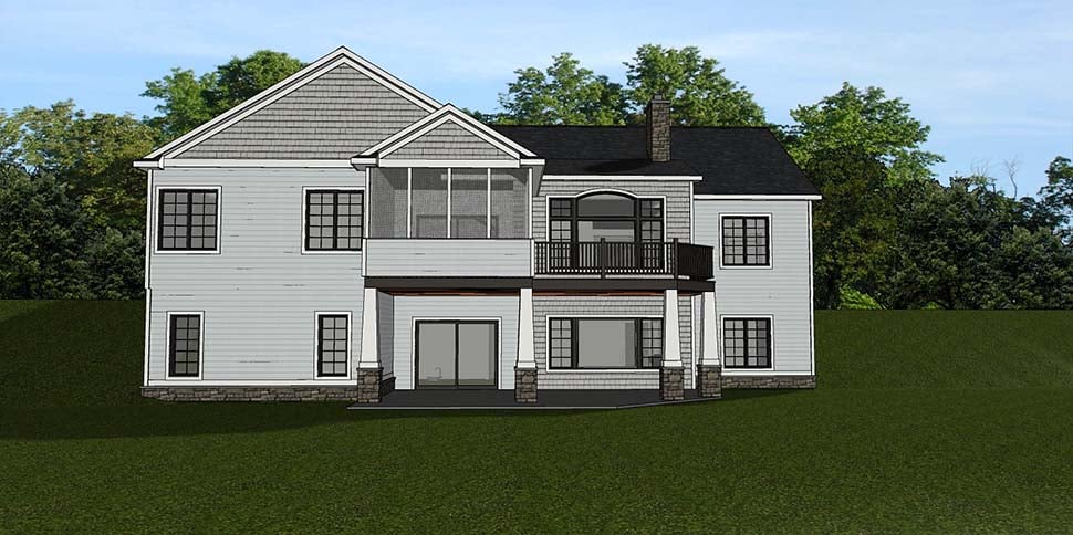 Bungalow Country Craftsman Ranch Rear Elevation of Plan 50795