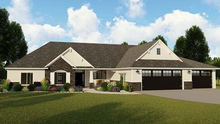 Bungalow Country Craftsman Ranch Traditional Elevation of Plan 50797