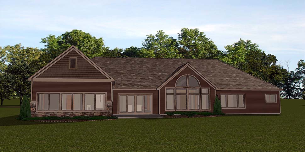 Bungalow Country Craftsman Ranch Traditional Rear Elevation of Plan 50797