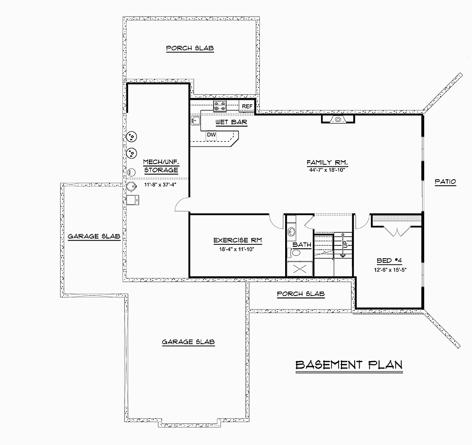 Bungalow Country Craftsman Traditional Lower Level of Plan 50798