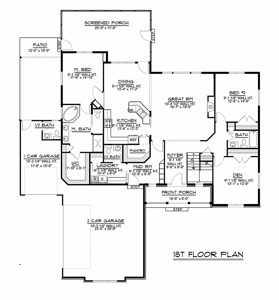 Bungalow Country Craftsman Traditional Level One of Plan 50798