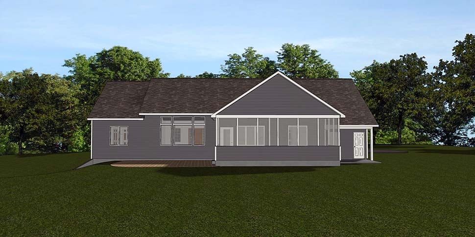 Bungalow Country Craftsman Traditional Rear Elevation of Plan 50798