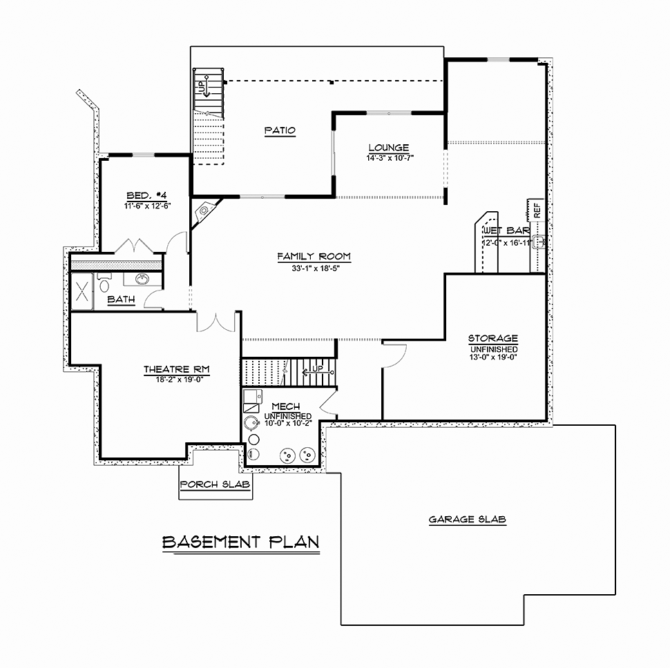 Bungalow Country Craftsman Traditional Lower Level of Plan 50799