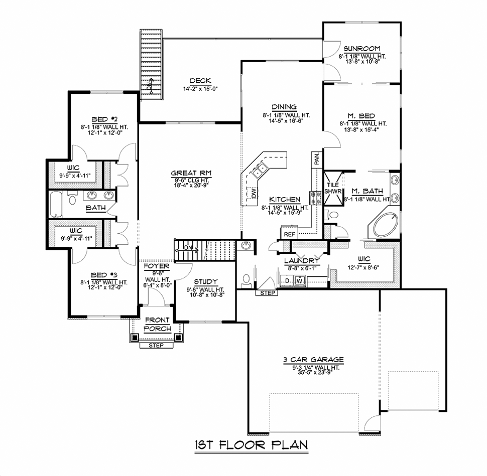 Bungalow Country Craftsman Traditional Level One of Plan 50799
