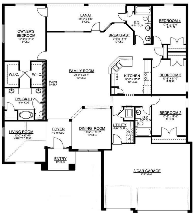 House Plan 50844 - Colonial Style with 2508 Sq Ft, 4 Bed, 3 Bath