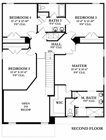 House Plan 50861 Second Level Plan