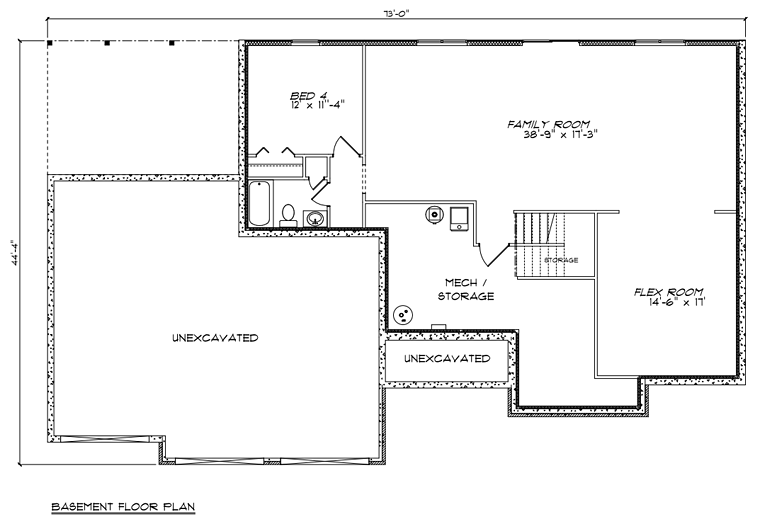 Ranch Traditional Lower Level of Plan 50901