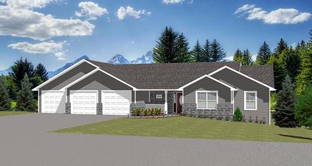 Ranch Traditional Elevation of Plan 50901