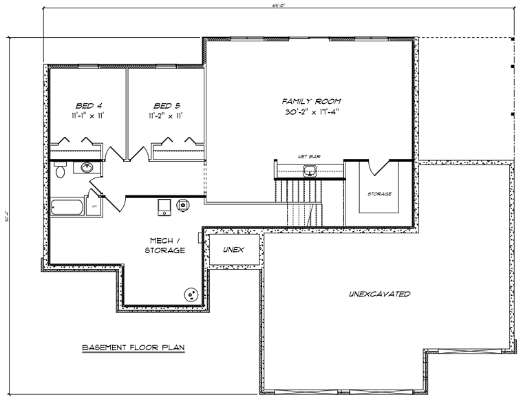 Ranch Traditional Lower Level of Plan 50902