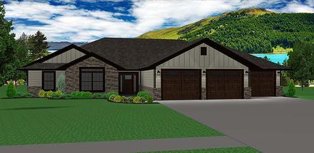 Ranch Traditional Elevation of Plan 50902