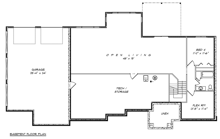 Craftsman Ranch Traditional Lower Level of Plan 50903