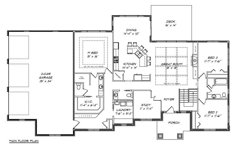 Craftsman Ranch Traditional Level One of Plan 50903