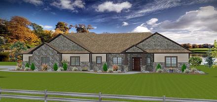 Craftsman Ranch Traditional Elevation of Plan 50903