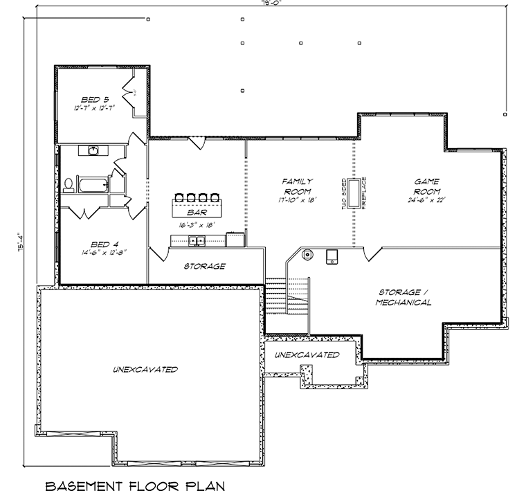 Craftsman Ranch Traditional Lower Level of Plan 50907